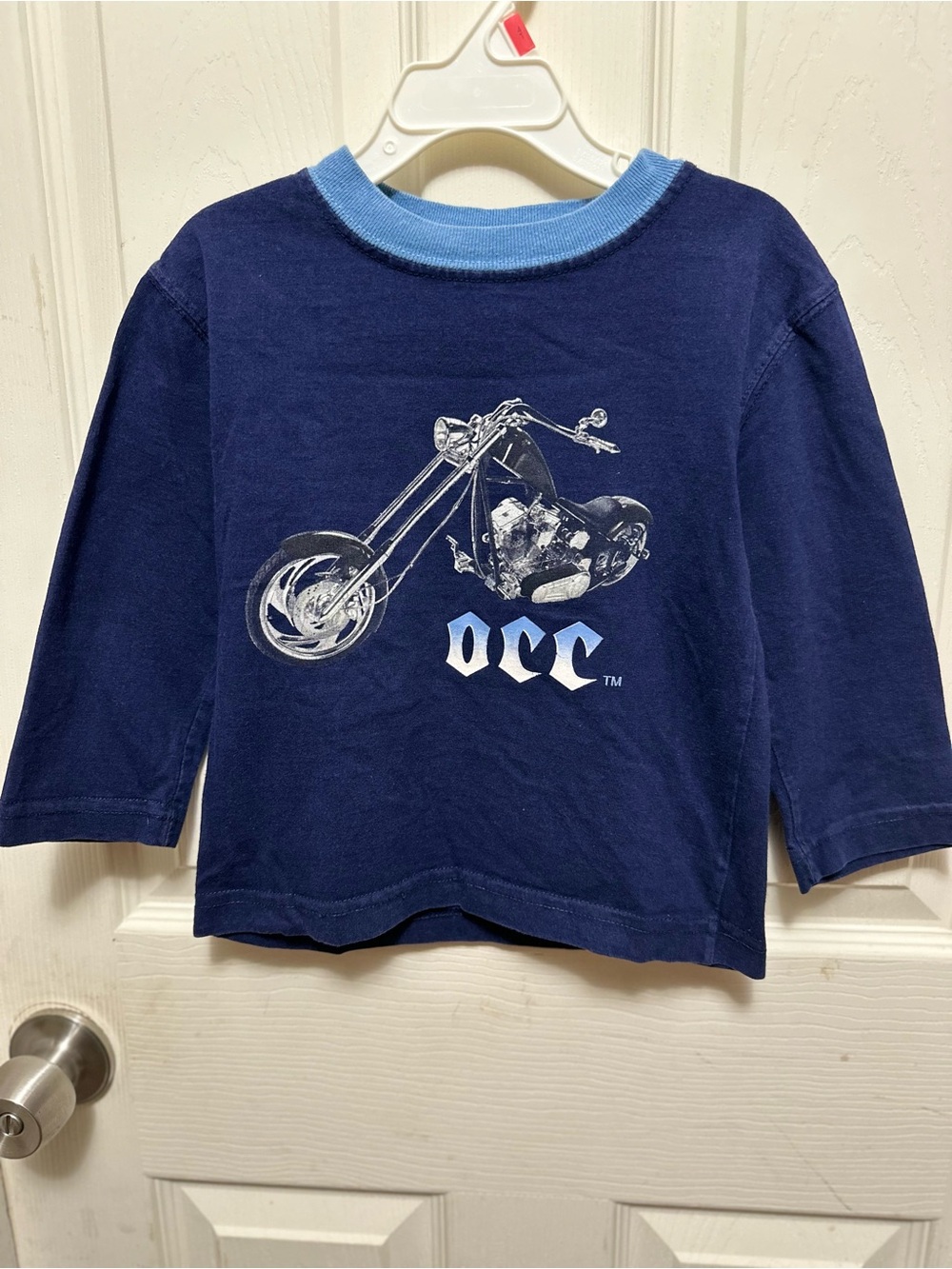Vintage Y2K Orange County Choppers Kids Long Sleeve Shirt Blue Size 3T OCC 2000s